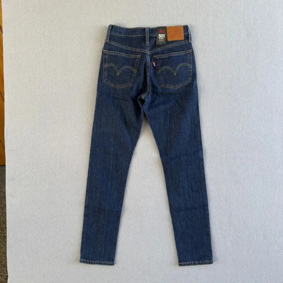 Levi's 501 Skinny Jeans Womens Size 24 Dark Wash Premium Denim New with Tags - Picture 2 of 9